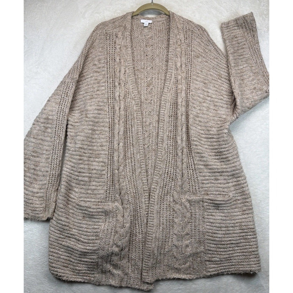 J Jill Womens XL Open Front Cardigan Chunky Knit Long Duster Sweater Boho